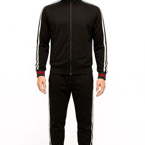 Authentic Gucci Black Track Suit Set Jacket Pants Size Small Made in Italy